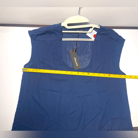 $$SOLD$$ Women’s Sheer Blouse Navy Blue color Women’s Top Size Large NWT - Picture 3 of 5